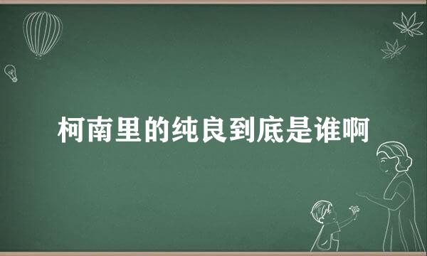 柯南里的纯良到底是谁啊