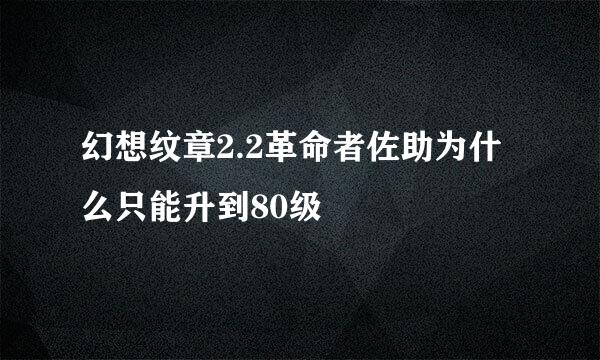 幻想纹章2.2革命者佐助为什么只能升到80级