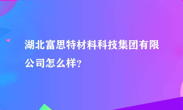 湖北富思特材料科技集团有限公司怎么样？