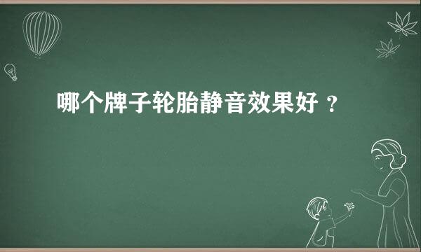 哪个牌子轮胎静音效果好 ？