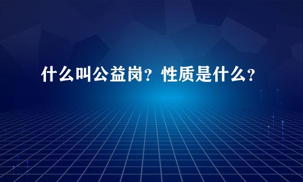 什么叫公益岗？性质是什么？