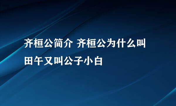 齐桓公简介 齐桓公为什么叫田午又叫公子小白