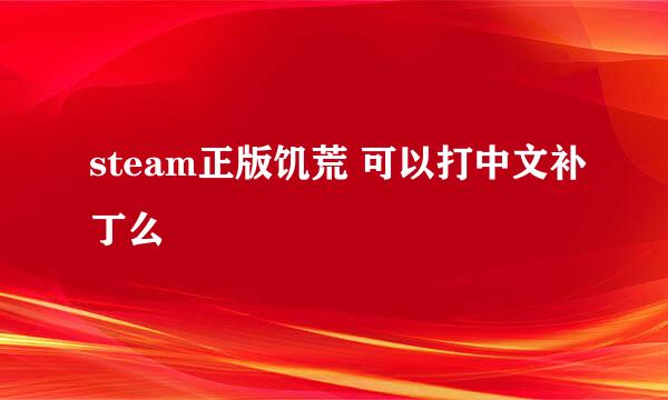 steam正版饥荒 可以打中文补丁么