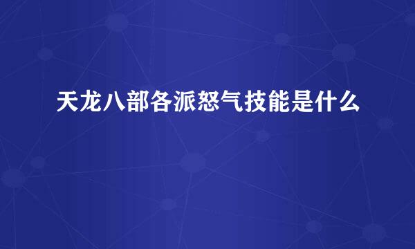 天龙八部各派怒气技能是什么