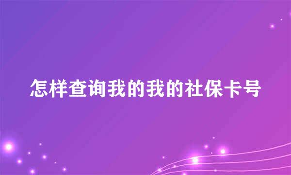 怎样查询我的我的社保卡号