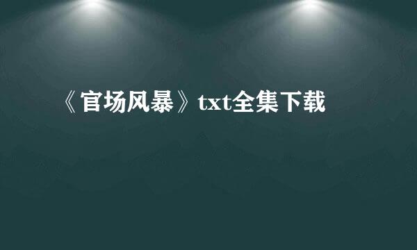 《官场风暴》txt全集下载