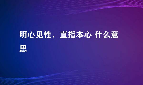 明心见性，直指本心 什么意思