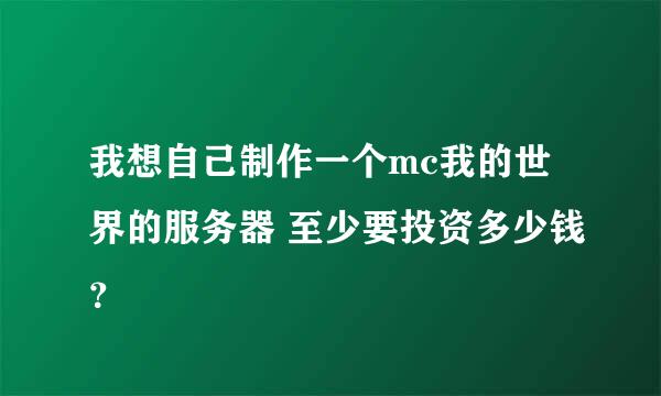 我想自己制作一个mc我的世界的服务器 至少要投资多少钱？