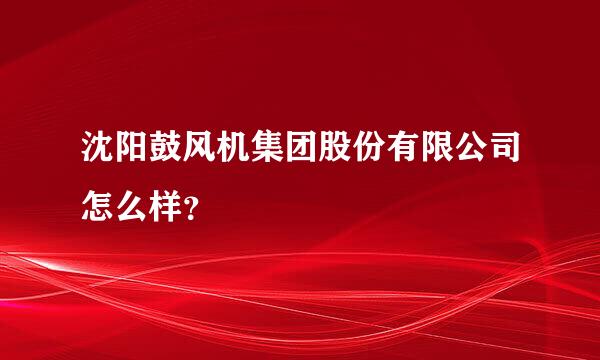 沈阳鼓风机集团股份有限公司怎么样？