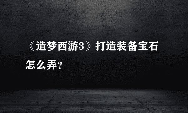 《造梦西游3》打造装备宝石怎么弄？