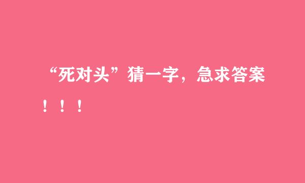 “死对头”猜一字，急求答案！！！