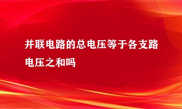 并联电路的总电压等于各支路电压之和吗