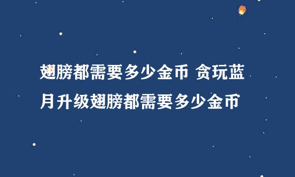 翅膀都需要多少金币 贪玩蓝月升级翅膀都需要多少金币