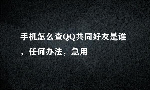 手机怎么查QQ共同好友是谁，任何办法，急用