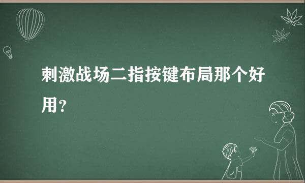 刺激战场二指按键布局那个好用？