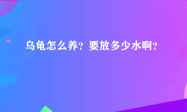 乌龟怎么养？要放多少水啊？