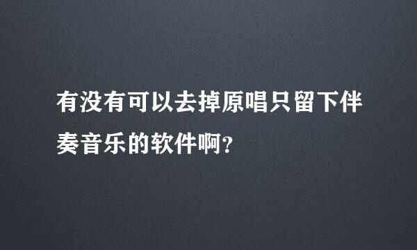 有没有可以去掉原唱只留下伴奏音乐的软件啊？