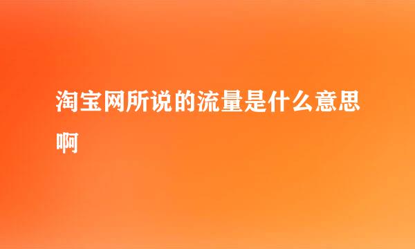 淘宝网所说的流量是什么意思啊