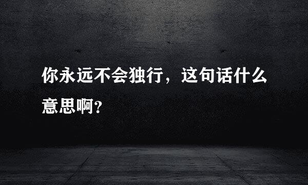 你永远不会独行，这句话什么意思啊？