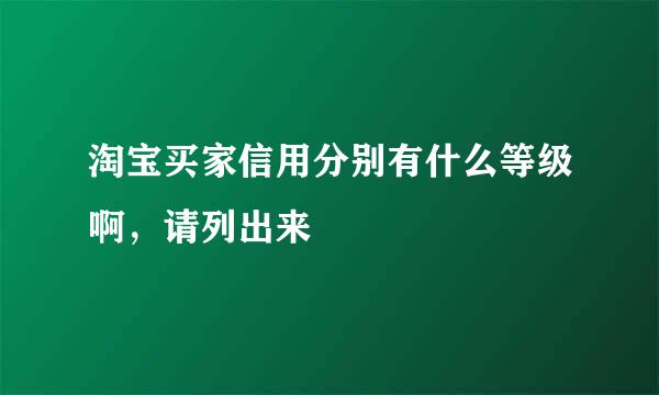 淘宝买家信用分别有什么等级啊，请列出来