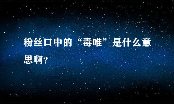 粉丝口中的“毒唯”是什么意思啊？