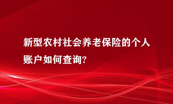 新型农村社会养老保险的个人账户如何查询?