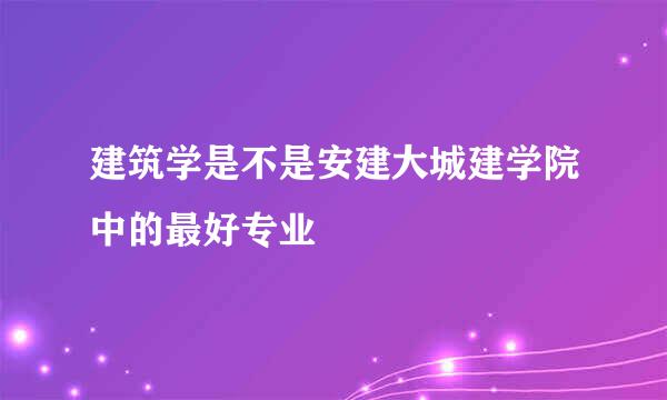 建筑学是不是安建大城建学院中的最好专业