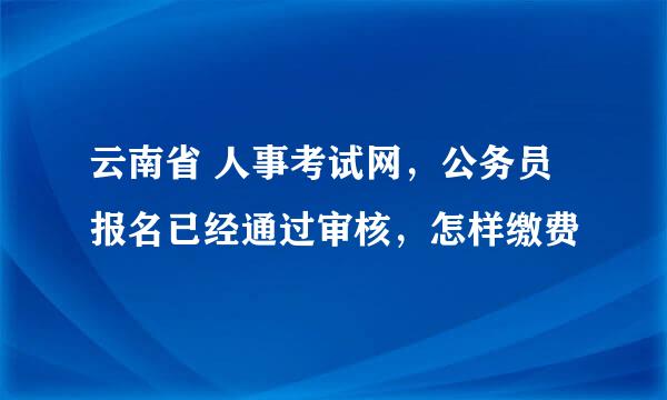 云南省 人事考试网，公务员报名已经通过审核，怎样缴费