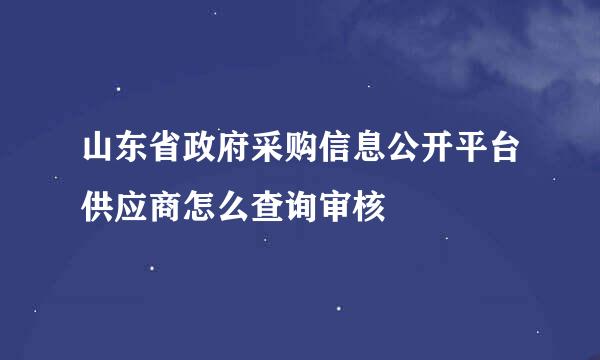 山东省政府采购信息公开平台供应商怎么查询审核