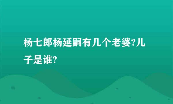 杨七郎杨延嗣有几个老婆?儿子是谁?