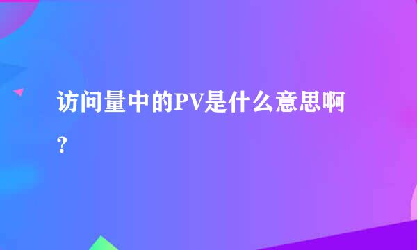 访问量中的PV是什么意思啊？