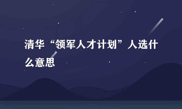 清华“领军人才计划”人选什么意思