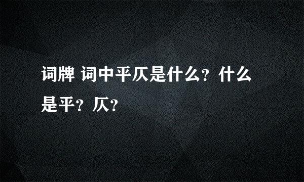 词牌 词中平仄是什么？什么是平？仄？