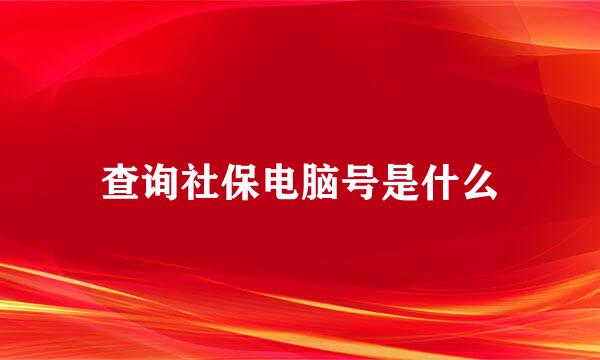 查询社保电脑号是什么