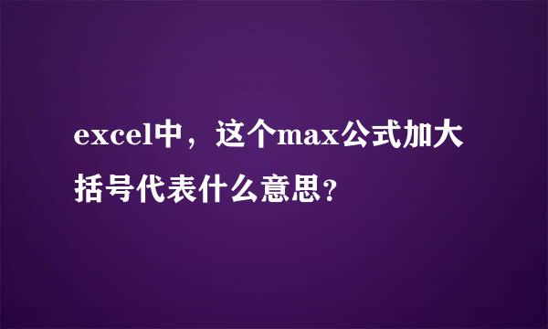 excel中，这个max公式加大括号代表什么意思？