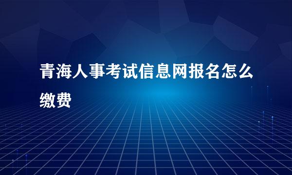 青海人事考试信息网报名怎么缴费