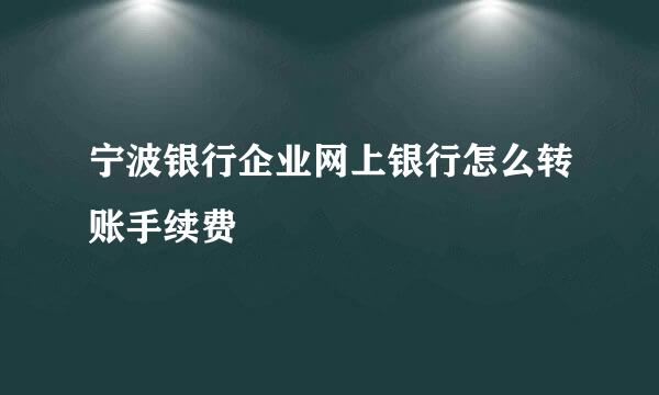 宁波银行企业网上银行怎么转账手续费