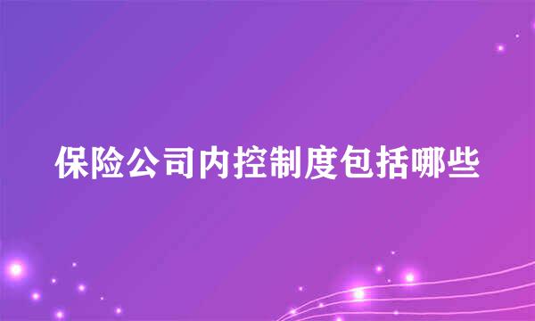 保险公司内控制度包括哪些