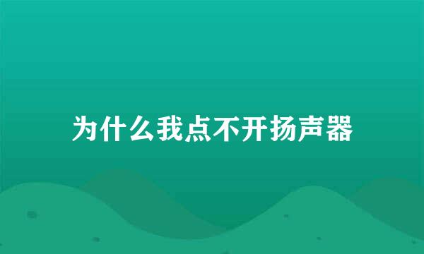 为什么我点不开扬声器