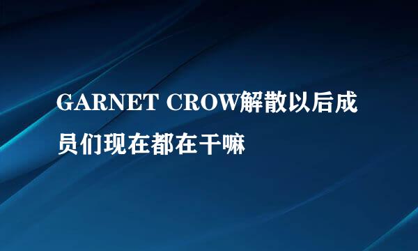 GARNET CROW解散以后成员们现在都在干嘛