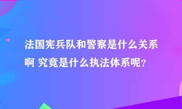 法国宪兵队和警察是什么关系啊 究竟是什么执法体系呢？