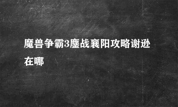 魔兽争霸3鏖战襄阳攻略谢逊在哪