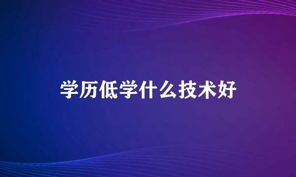 学历低学什么技术好