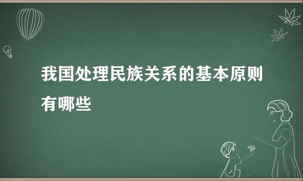 我国处理民族关系的基本原则有哪些