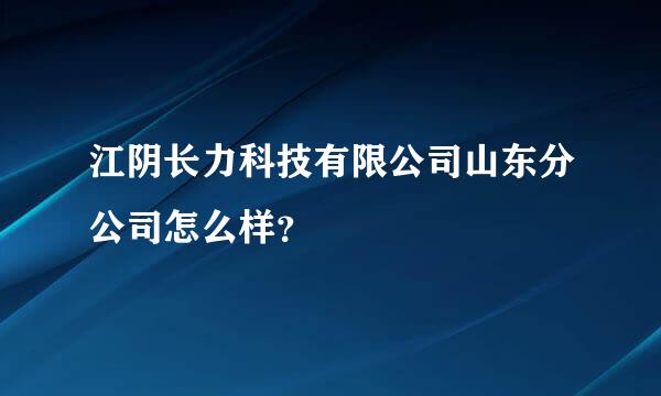 江阴长力科技有限公司山东分公司怎么样？