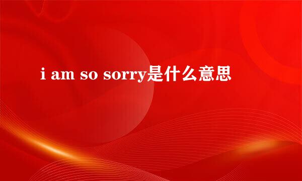 i am so sorry是什么意思