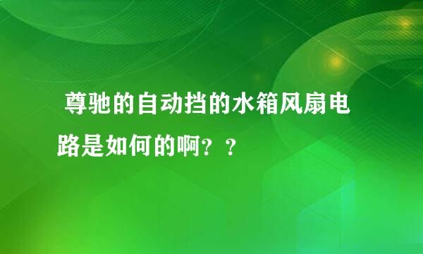  尊驰的自动挡的水箱风扇电路是如何的啊？？