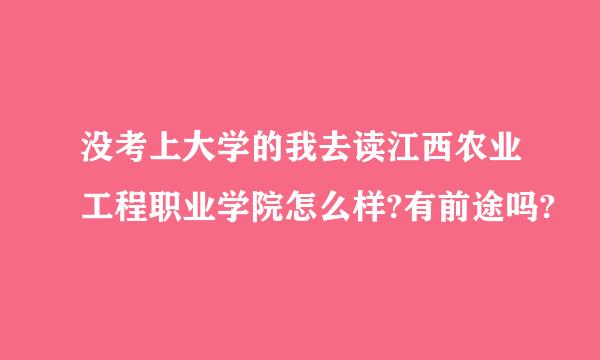 没考上大学的我去读江西农业工程职业学院怎么样?有前途吗?