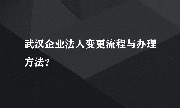 武汉企业法人变更流程与办理方法？