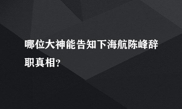 哪位大神能告知下海航陈峰辞职真相？